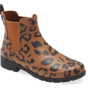 Hunter Chelsea Rain Boots Limited Edition Leopard Print Size U.S. 6